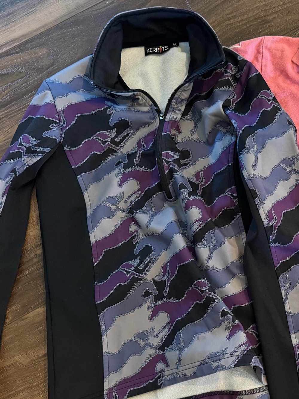 Kerrits Girls' Purple Gray Camo Quarter-Zip Performance Top
